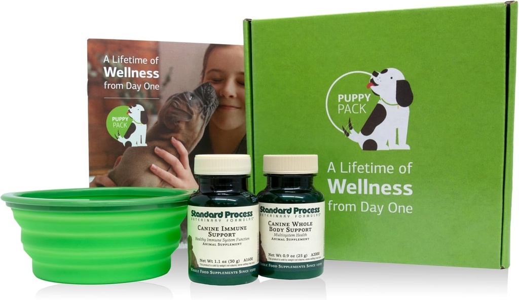 Pendukung Bubuk Tanduk Standar Proses Puppy - Canine Imune & Whole - Badan Dukungan Pendukung Bubuk - Puppy Dull Kit dengan Dukungan Seluruh Tubuh Canine & Canine Sistem Imune Dukungan - termasuk Collapsible Water Bowl