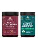 Bubuk SuperGreens Organik Nutrition Kuno, 25 Serbu, + Multi Collagen Protein Powder, Tanpa rasa, 45 pelayan