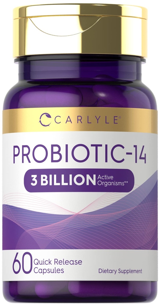 Probiotik Carlyle untuk Perempuan & Pria 124; 3 Milyar CFU 124; 60 Capsules 14; 14 Strains 126; Non-GMO & Gluten Bebas