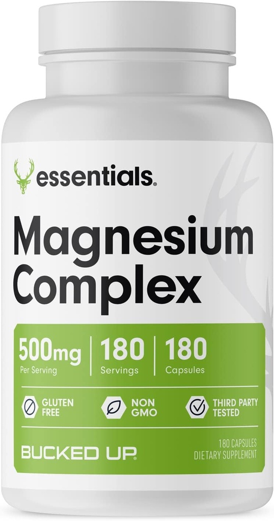 Suplemen Magnesium 500mg Capsules 124; Magnesium Kompleks dengan Glycinate, Citrate, dan Oxide 124; 3 Formasi Aktif Magnesium 124; Mudah di Stomach 124; Dibuat di USA 124; Bucked Up Estinals (180 Servis)