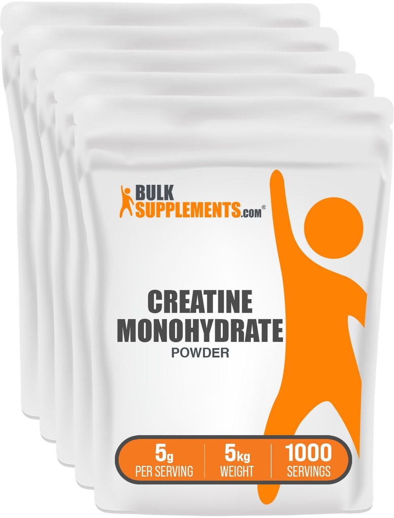BulkSuplements.com Creatine Monohydrate Powder - Creatine Supplement, Micronized Creatine Creatine Powder - Unflafeted & Gluten Free, 5g (5000mg) per service, 5kg (11 lbs) (Paket 5)