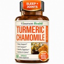 Suplemen Turmeric & Chamomile Kapsul untuk Tidur - Suplemen Tidur Turmerik Organik dengan Ekstrak Bunga Chamomile (Manzanilla) - Relaksasi & Stress Dukungan - Gabungan & Kesehatan Digetical. 60 Kapsul
