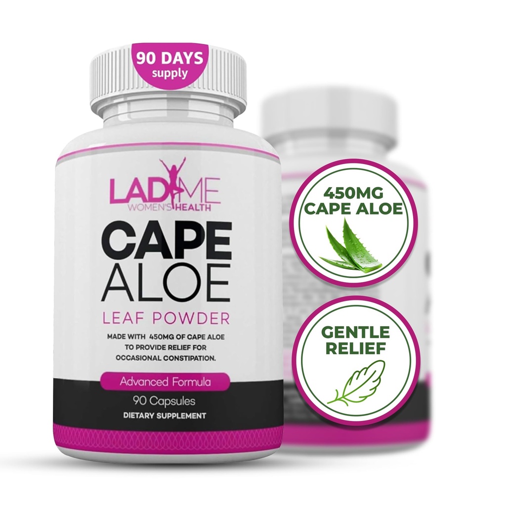 Laxative Cape Aloe Herbal yang murni untuk Peninggalan Sembelit - Gerakan Bowel Sehat - Clonic Cleanse & Detox Tambahan Diet - Khusus Didesain untuk Perempuan oleh Ladyme - 90 Capsules