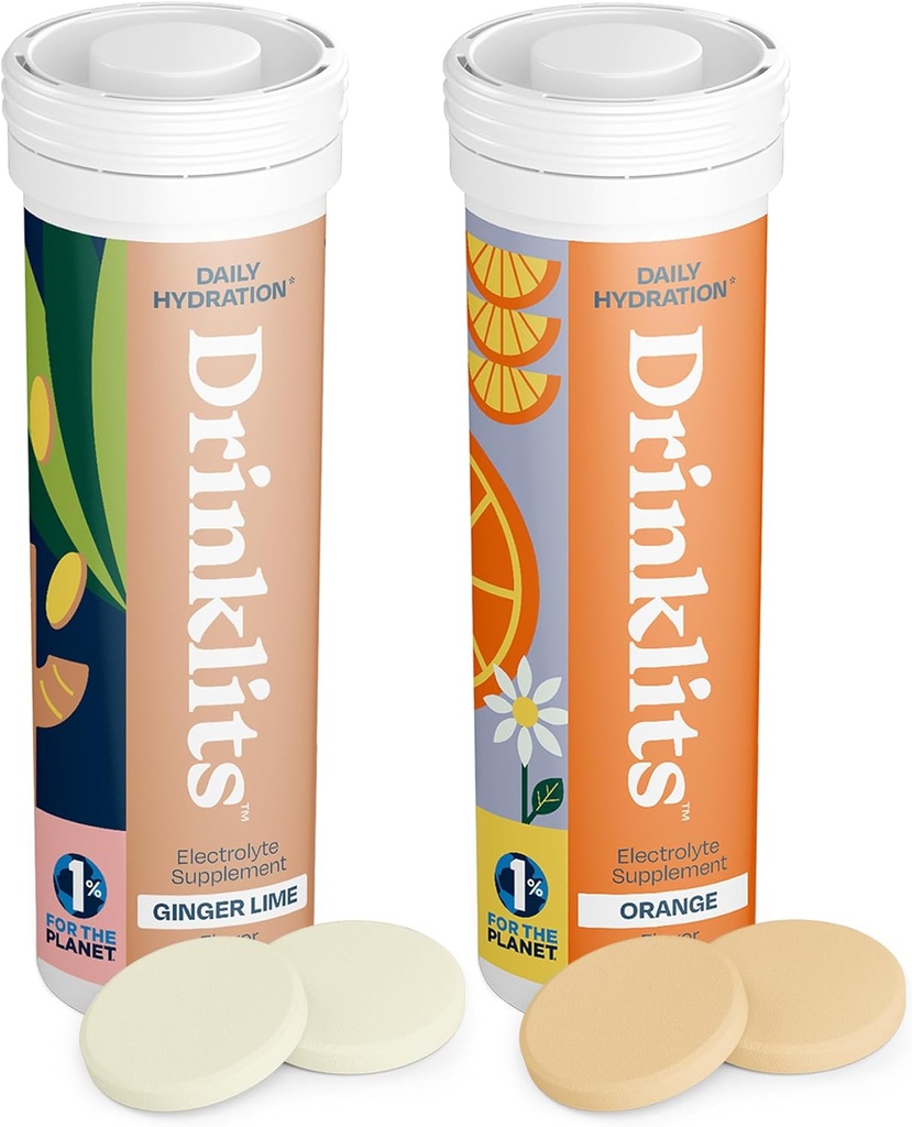 Drinklits Hydration Tablet - Electrolytes & Vitamin 126; Lime dan Orange - 2 Pack (20 Servings)