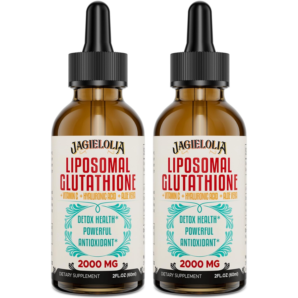 Limpomal Glutathione Liquid 2000MG - Suplemen Detox Antioksidant untuk Perempuan & Pria, Penuaan Pertahanan, Fungsi Hati & Energi, dengan Acid Hyalaronic + Aloe Vera + Vitamin C, Natural & Vegan, 4 FL.OZ