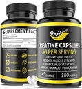 Micronized Creatine Monohydrate Capsules, 5.000 mg Per Serving, Benefy for Muscle Growth, Energy Boost, Creatine Pil Sutable for Male & Women, Non- GMO, Gluten Free, 180 Capsules