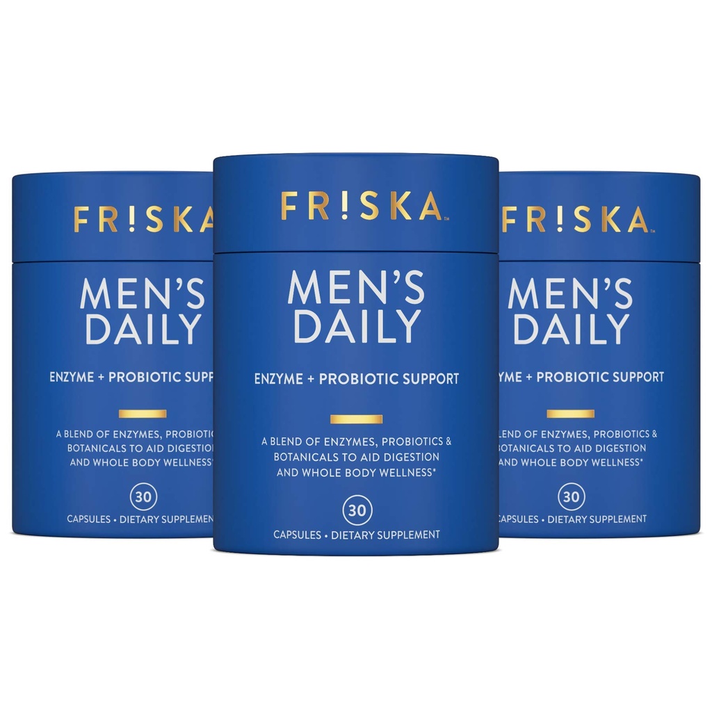 Suplemen Enzyme dan Progities FRISKA Men 's Daily Digeptical Enzyment, Dukungan Natural untuk Kesehatan Digetical Pria, Bloating, Gas, Relief Intervention, Support Gut Health, Lactase dan B-Vitamin, 90 Capsules