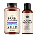 AMANDEAN Premium Persediaan Kesehatan Otak & Lipomal Glutathione Bundle. Triple Formula dengan Magnesium L- Threonate, USA- Grown Organic Lion 's Mane 6: 1 Extract, dan Alpha- GPC. Dukung Cognition, Fokus &