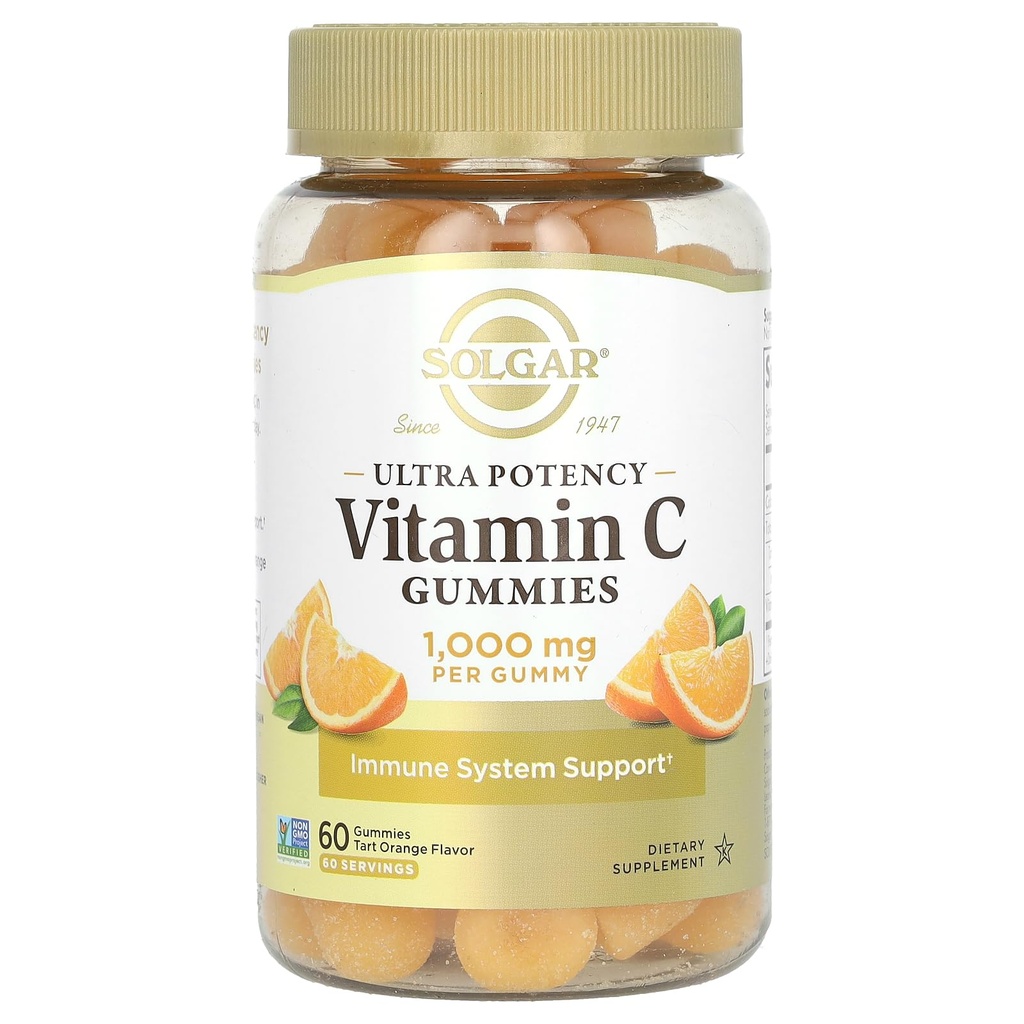 Solgar Vitamin C Gummies for Adules 1.000mg Ultra Potency C Ammune System Support for Women & Men