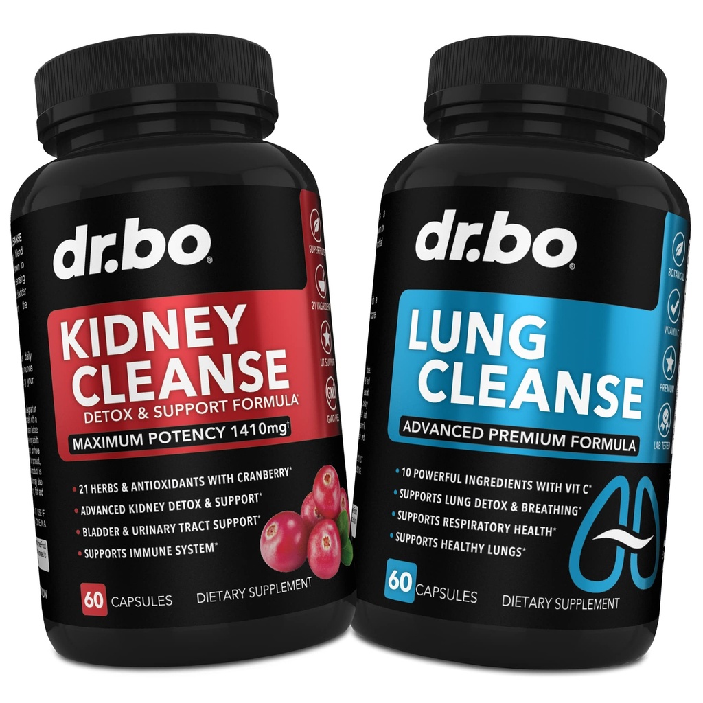 DR. BO Ginney Cleanse & Lung Dukung Pil - Premium Herbal Formulas untuk Mendukung Ginjal & Lung Kesehatan