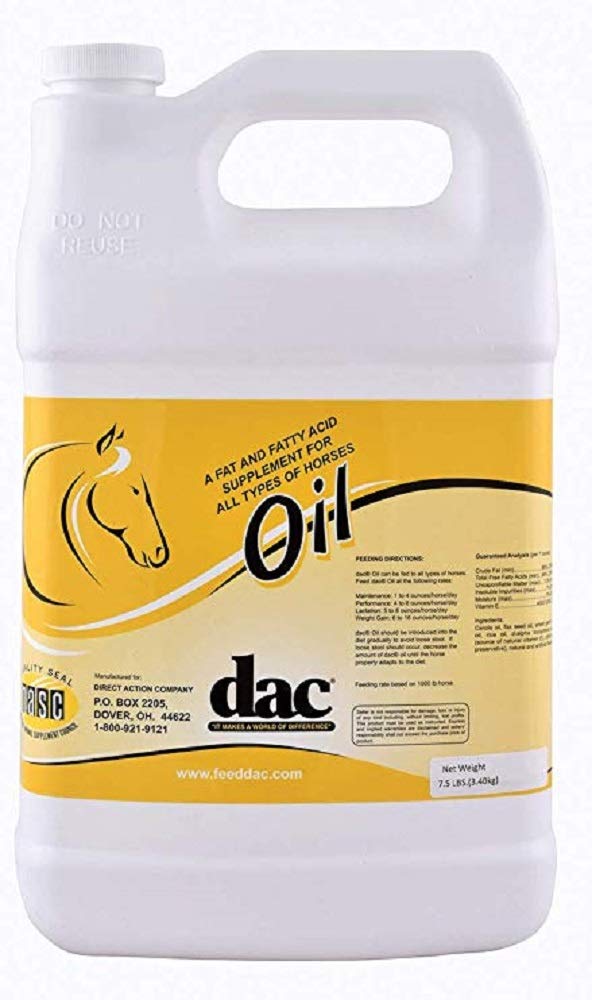 DAC Oil Gallon Jug Horse Weight Gain Calorie Fat Acid Coat Skin Health Supplement