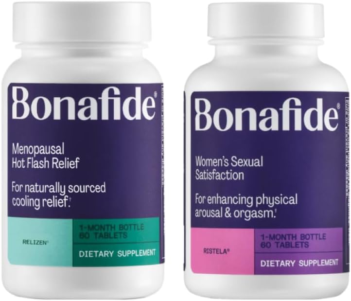Bonafide Relizen + Ristela - Hormone- Free Relief from Hot Flashes and Night Sweats Selama Menopause * + Hormone- Free, Drug-Free Dupport untuk Kepuasan Seksual Wanita - Persediaan 1 Bulan