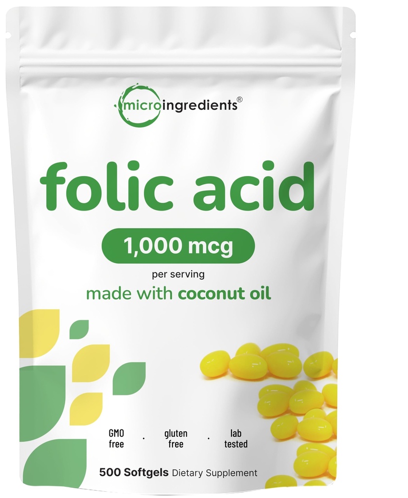 Acid Folic 1.000 mcg, 500 Coconut Oil Softgels (1mg) 14; EsculPrenatal Vitamins (Vitamin B9) 1.667 mcg DFE 124; Pameran Partai Ketiga, Tidak Ada Warna Buatan atau Flavors 124; None-GMO, Gluten Bebas