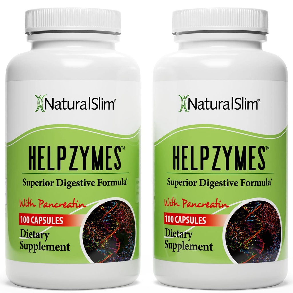 Helpzymes AmoralSlim, Enzyme Complex for Adults with Bromelain, Ox Bile, Pankretin & Betaine HCL, 100 Kapsul, 2 Pack