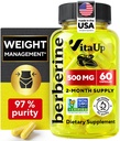 Suplemen Berberine 500mg - USA Made Berberine 500mg - Non- GMO Berberine HCL - Berberine Suplemen untuk W8th Management, Energy, Ammune Dukungan - 60 Capsules