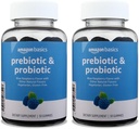 Basics Prebiotic & Probiotic Gummies, 2 Milyar CFU, Blue Raspberry, 50 Count (2 per Serving) (sebelumnya Solimo) (Paket 2)