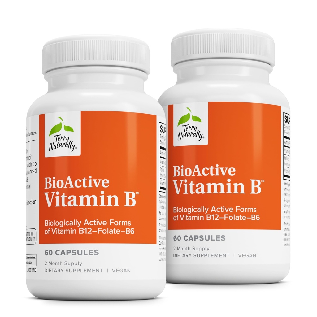 Terry Alamic BioActive Vitamin B - Aid Heart Health with Bioactive B Vitamin - Supplement with Folate & Calcium - B Complex Vitamin to Aid Vitamin System Fungsi - 60 Capsules (Paket 2)