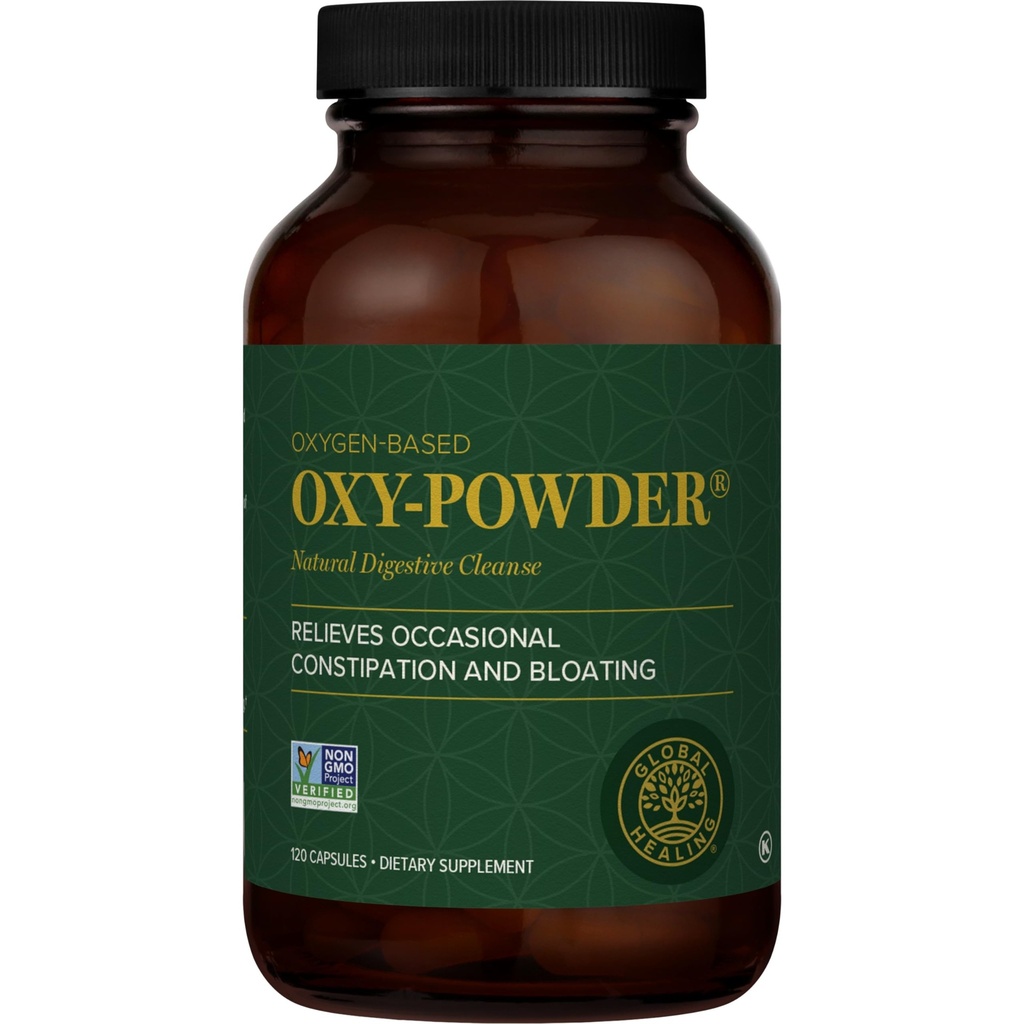 Global Healing Center Oxy- Powder Oxyder Based Safe and Natural Colon Cleanser and Relief from Occasional Constipation (120 Capsules) (Packaging mungkin bervariasi)
