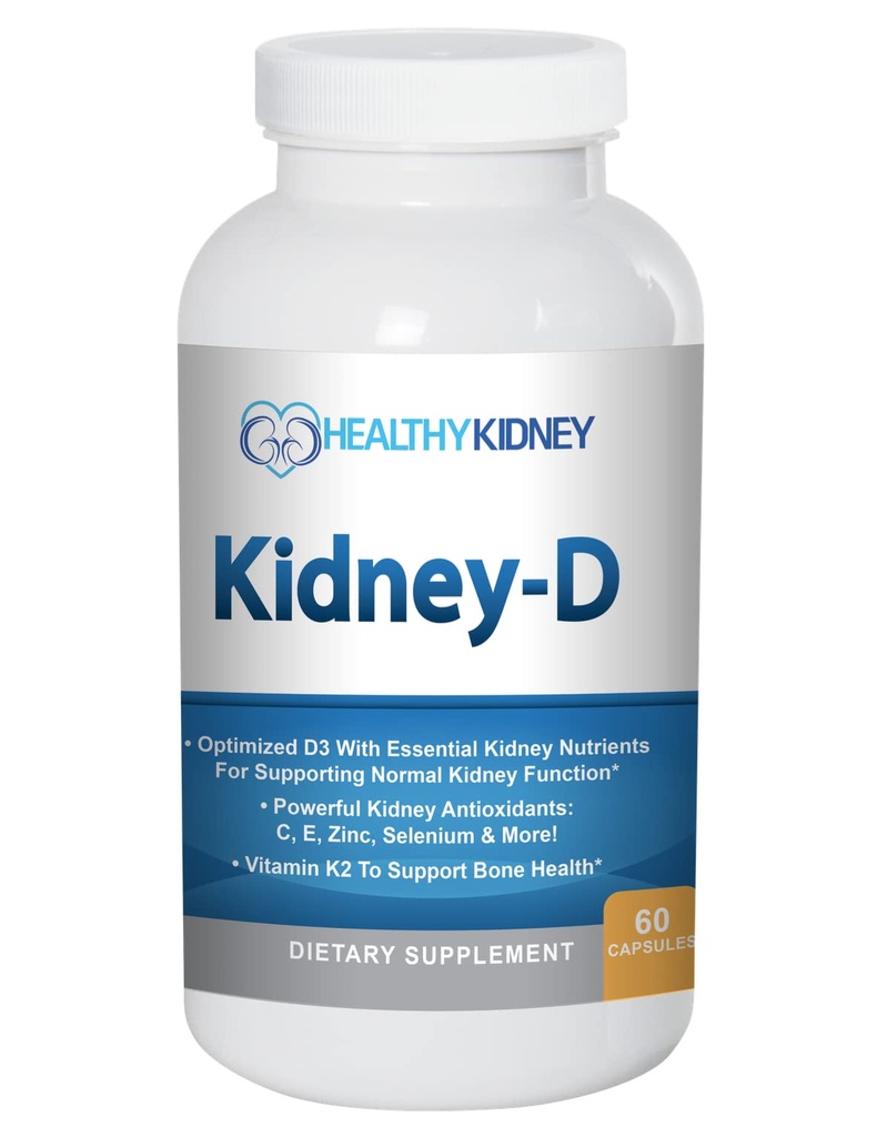 Kidney- D Ginjal Suplemen. Vitamin D Teroptimasi untuk Dukungan Ginjal. Vitamin D3 dan 7 Ginjal Vitamin dan Nutrients Didesain untuk Kesehatan Ginjal dan Lebih