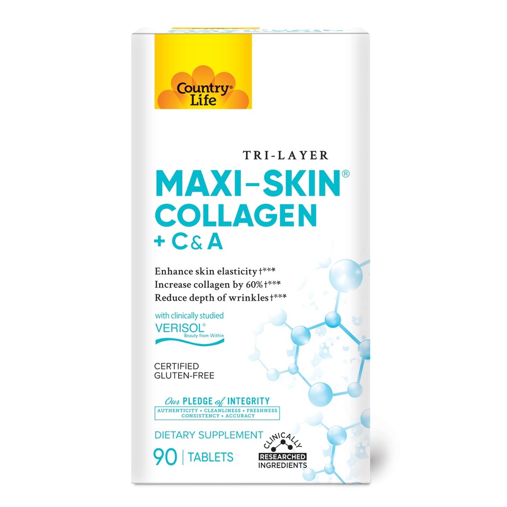 Negara Hidup Verisol Collagen Peptides Tablet - Mengurangi Kedalaman W [KB2] rinkles & Enhance Skin Elasticity- 90 tablet - Termasuk Vitamin A & C - Collagen Powder untuk Women & Men - Boost Skin Collagen 60%