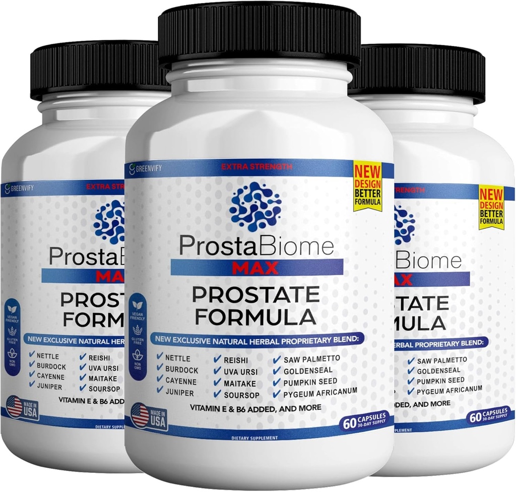 ProstaBiome Max Prostat Dukung Formula, Natural Herbal Blend dengan Saw Palmetto, 60 Capsules, 30-Day Supply (3)