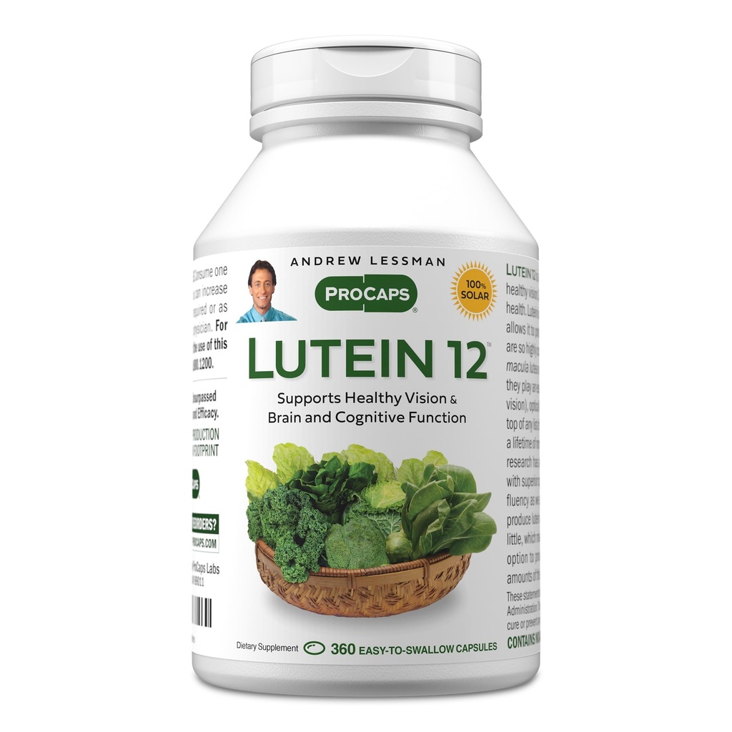 "ANDREW LESSMAN Lutein 12 mg - 360 Softgels - Ultra- Tingkat Tinggi Lutein. Mendukung Kesehatan Mata dan Promoses Penglihatan Sehat dan Kulit.