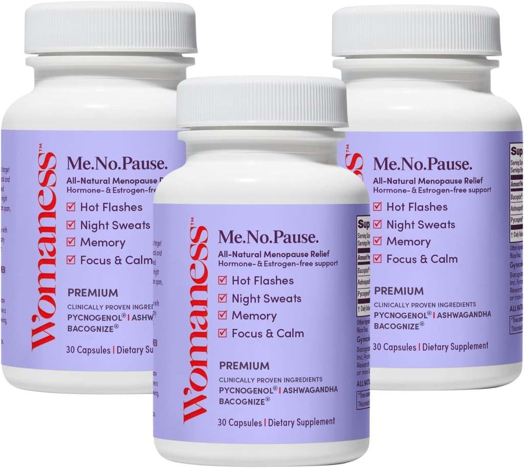Suplemen Menopause bagi Perempuan - Perimenopause & Menopause Relief for Hot Flashes, Night Sweats, Vaginal Dryness, Kabut Otak & Mood Dukung - Hormone & Estrogen- Free (3 Pack)