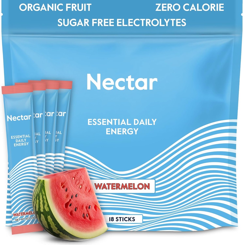Nektar Energi Booster - Kafein Organik, B12 & Electrolytes - Sugar Free & Zero Calorie - Kopi Sehat, Minuman Energi & Soda Alternatif - Hidration & Energy Suppplemen (Semangka 18)