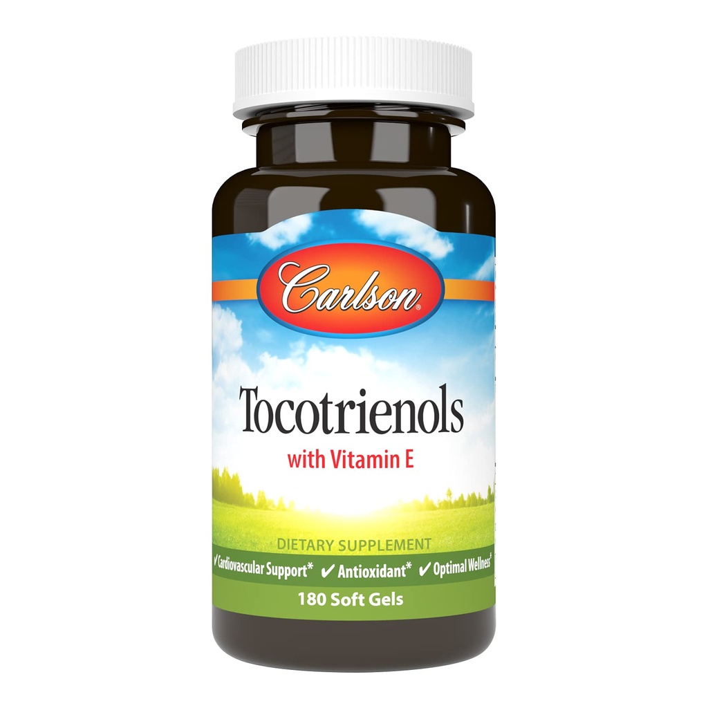 Carlson - Tocotrienols, 40 mg, dengan Averal-Softgels E, Gamma, Alpha, Delta, Beta, Sumpably Softgels, 180 Softgel