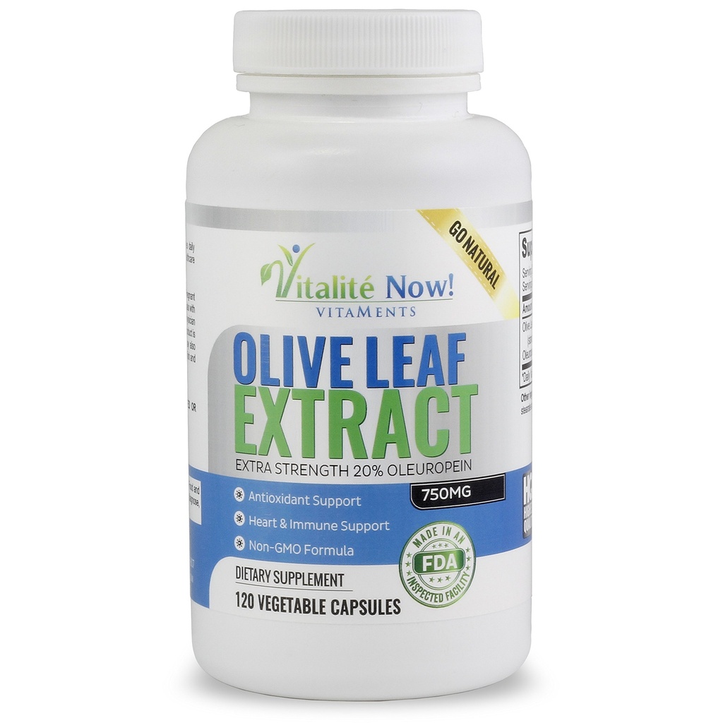 Super Power Best Olive Leaf Extract (Non- GMO) - 20% Oleuropein - Imune Dukungan Suplemen - Hingga 4 Bulan - 750mg Capsules - Vegetarian - 120 Count