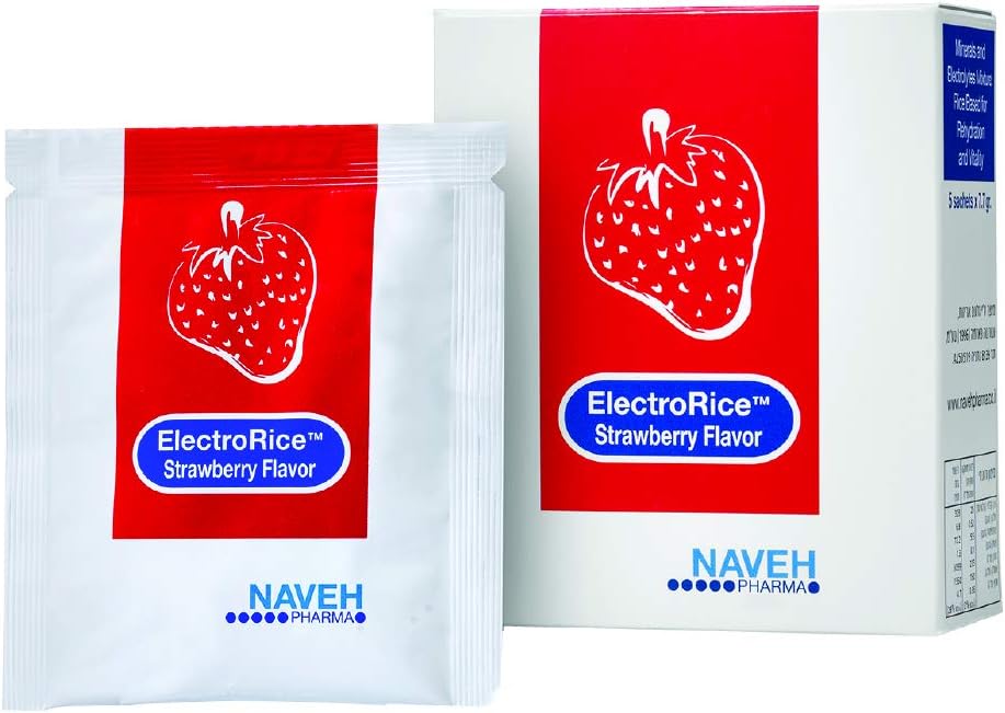 NAVEH PHARMA ElectroRice Antihidration-Dehydration Electrolite Supplement Use Selama Bands of Diare dan Vomiting, Natural Rice- Dibased Oral Prevention of Dehydration Children and Adults, 5 Strawberry Flavored