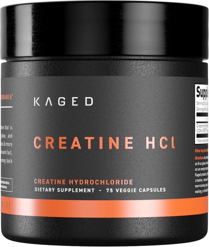 Kaged Creatine HCl Capsules 124; Unflafedored 124; Muscle Building & Recess124; Patent Creatine Hydrochloride Formula Gagan, Gluten Free, Easily Digetible 124; Suplemen untuk Pria & Women & Women; 75