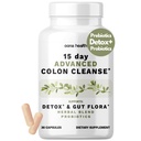 15 Hari Lanjutan Colon Cleanse, Problem & Natural Herbs, Supports Detox & Gut Flora for Women & Men, dengan Cascara Sagrada, Psyllium Husk Senna Leaf, 30 Capsules 1-2 Daily Cleanse