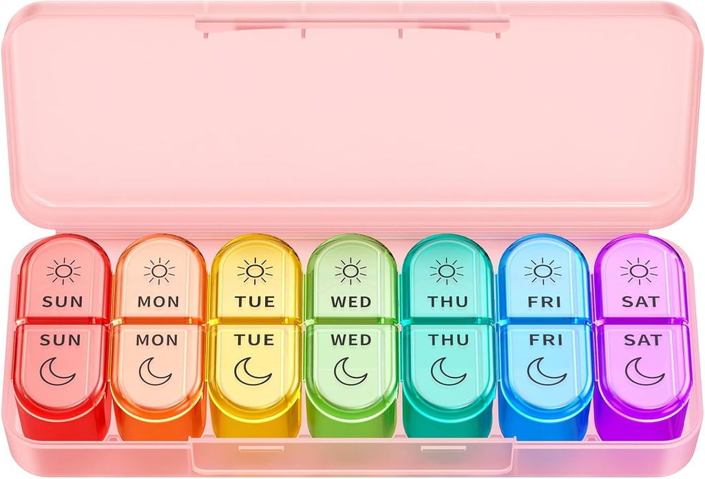Weekly Pill Organizer 2 Times sehari - AM PM Pill Organizer dengan 7 Daily Comment