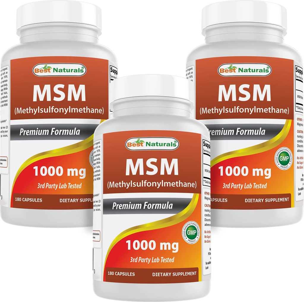 Terbaik MSM 1000 mg 180 Capsules (180 Cacah (Paket 3)))