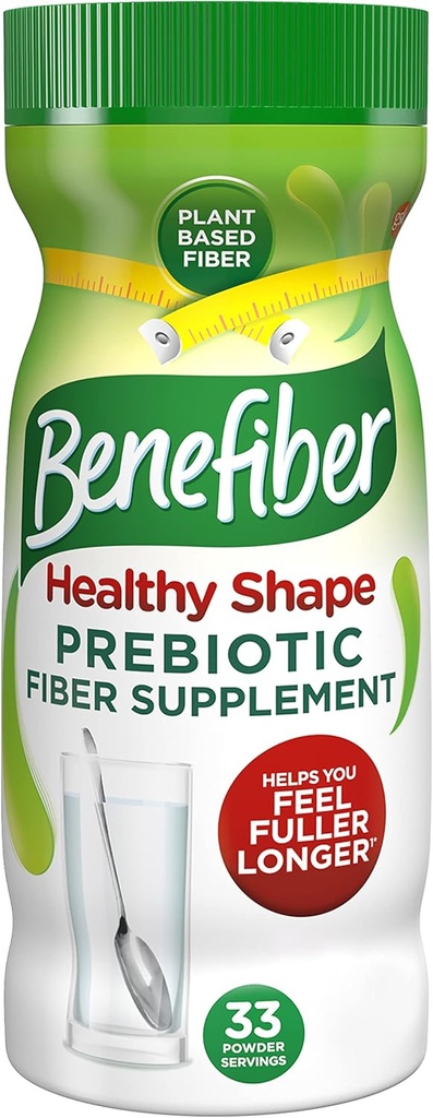 Benefiber Healthy Shape Prebiotic Fiber Powder for Digetical Health, Daily Fiber Powder - 33 Servis (8.7 Ounces)