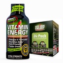 Vitamin Energy Workout + Extra Energy Shot Sour Apple 24 Pack, 260mg Natural Caffeine, Pre- Workout, B-Vitamin, Mineral & Performance, Zero Sugar, Gluten- Free, Vegan, 1.93 fl oz