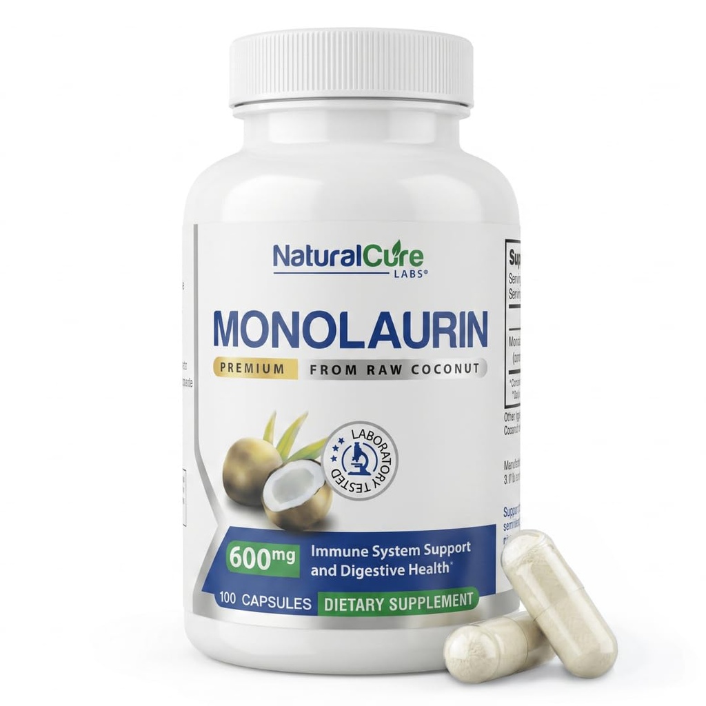 Natural Cure Labs Premium Monolaurin - 600mg, 100 Kapsul
