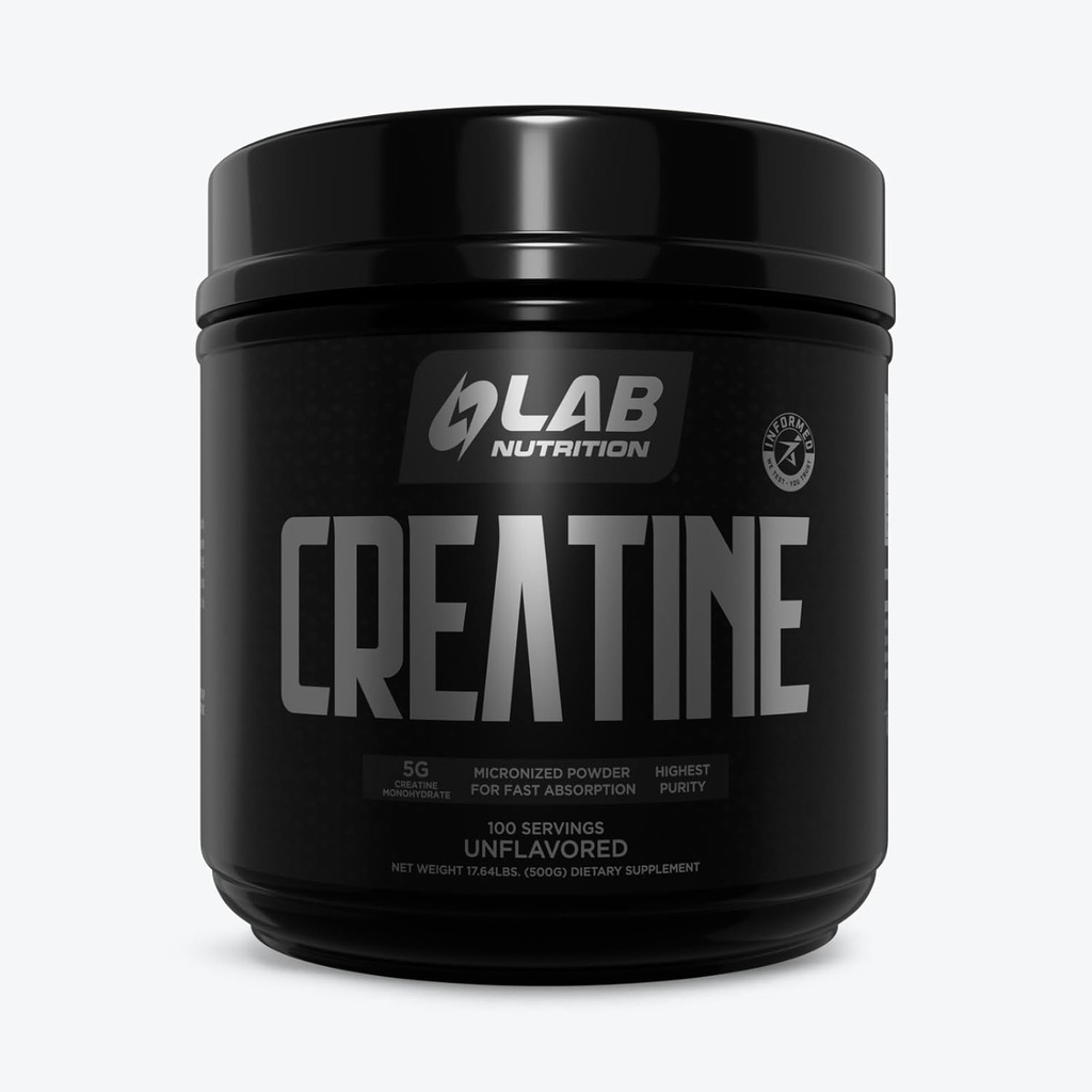 Lab Nutrition Creatine Monohydrate Micronized Powder 500G, 5000mg Per Serv (5g) Keto Friendly, Micronized Creatine Monohydrate, 100 Servings, 17.64 Ounces, Unflamited