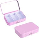 2Pack Pill Box 3 Compartment Pill Case, Portable Metal Travel Pill Box dengan Mirror for Medicine, Vitamin, Fish Oil dan Suplemen, Portable Pill Box for Pocket or Purse (Pink)