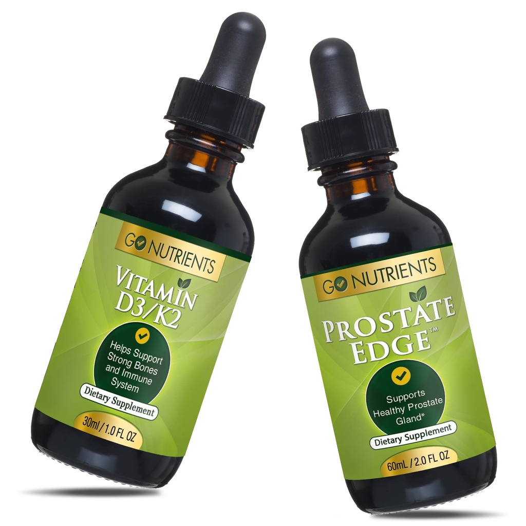 Go Nutrients Liquid Vitamin D3 with K2 (MK-7) Drops & Prostate Edge Prostate Suplement for Men with Pygeum dan Saw Palmetto Extract D3 dan K2 Liquid Vitamin Drops Itu Negara Emosional Bantuan