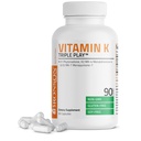 Bronson Vitamin K Triple Play (Vitamin K2 MK7 / Vitamin K2 MK4 / Vitamin K1) Full Spectrum Complex K Suplemen, 90 Capsules