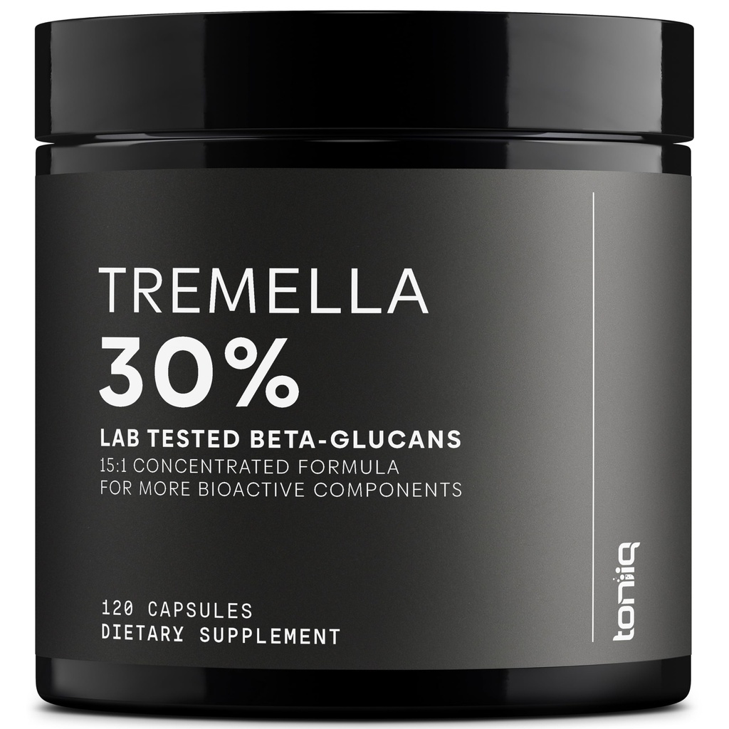 Tremella Mushroom Ultra High Potency 15: 1 Ekstrak dengan 30% Beta Glulans - Pure & konsentrasi Formula - Third Party Lab Diuji untuk kemurnian & Quality - 120 Capsules