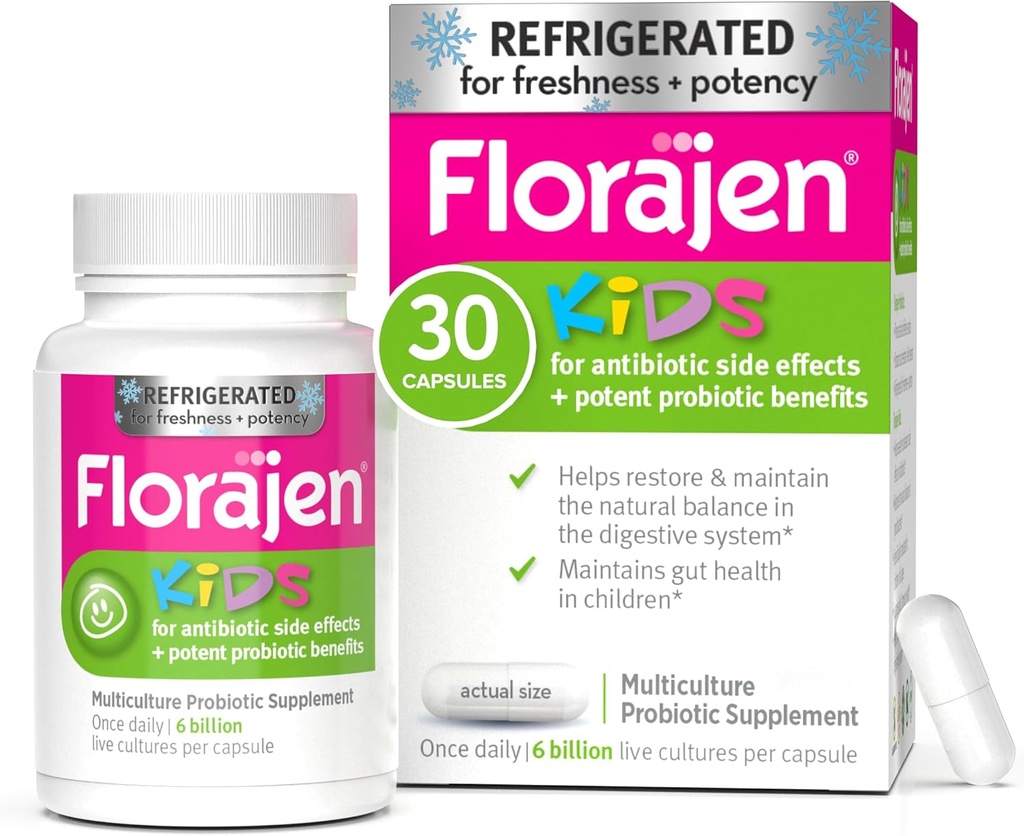 Produksi Anak Floragen, Suplai Kesehatan & Imune Supplemen Dukungan, Pelestarian dan Bloating Relief, 30 Capsules (Refrigerated)