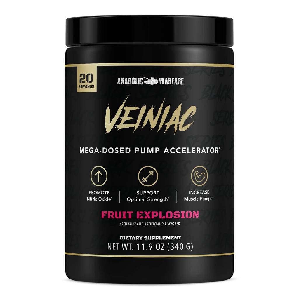 Warfare Anabolic VeBrainiac Pump Activator Suplement Stimulant Free Pre- Workout with L-Citrulline, Betaine Anhydrous, & Added AGMass ™, Increases Nitric Oxide *, Fruit Punch 20 Servings