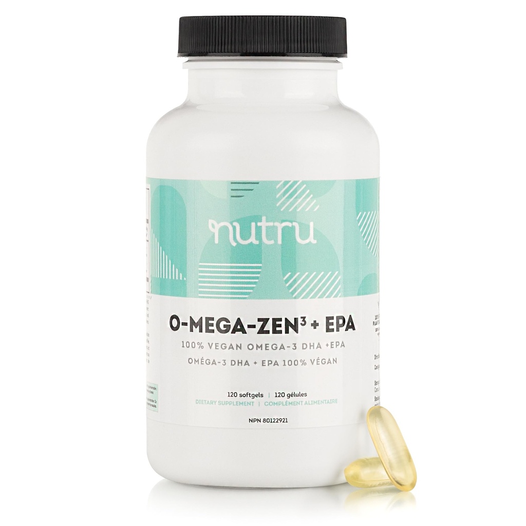 O-Mega- Zen3 + EPA Vegan Omega 3 Suplement - Fish Oil Alternatif - Premium Marine Algal Based Omegaga- 3 DHA dan EPA Fatty Acids - Carrageenan Free - 120 Softgels