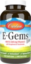 Carlson - E- Gems Elite, 400 IU Vitamin E dengan Tocopherols & Tocotrienol, Vitamin E Capsules, Heart Health & Optimal Wellness, Antioksidant, Vitamin E Suplemen, 240 Softgeels