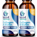 Liquid Collagen and Biotin, 2 Fl Oz, Ultra- Power Collagen Suplemen untuk Perempuan, Keto Friendly Biotin untuk Rambut Pertumbuhan, Nails, & Skin Vitamin B7 Peptides - Vanilla Flavor - 2 Pack