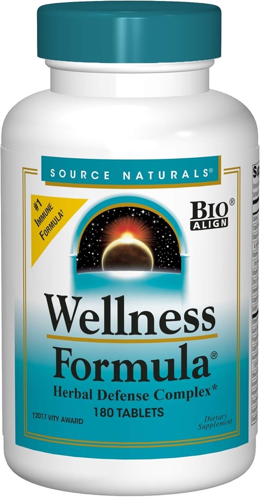 Sumber Wellness Formula Bio- Aligned, Echinacea Free Vitamin & Herbal Pertahanan - Imune System Supplemen & Imunity Booster - 180 Count
