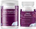 Body Kitchen Youthful Beauty Advanced Collagen Peptides Powder and Resveratrol and Hyaluronic Acid 10oz and Pro-Eustin, Count of 60